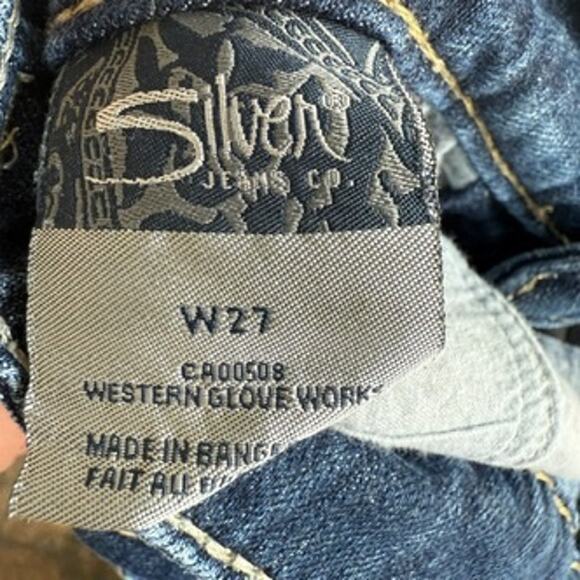 Y2K Western Mid Rise Cutoff Denim Shorts Raw Hem Medium Wash Silver - Picture 11 of 12